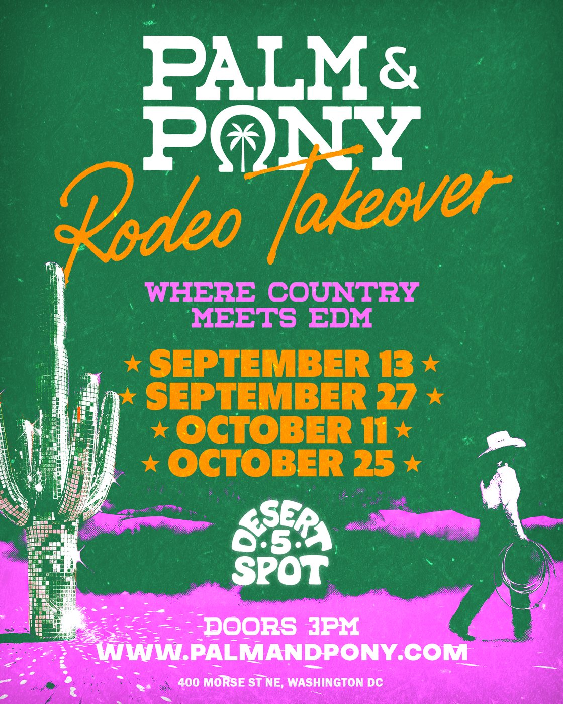 Palm and Pony Rodeo Takeover at Desert 5 Spot, September 13 and 27, October 11 and 25, doors 3PM